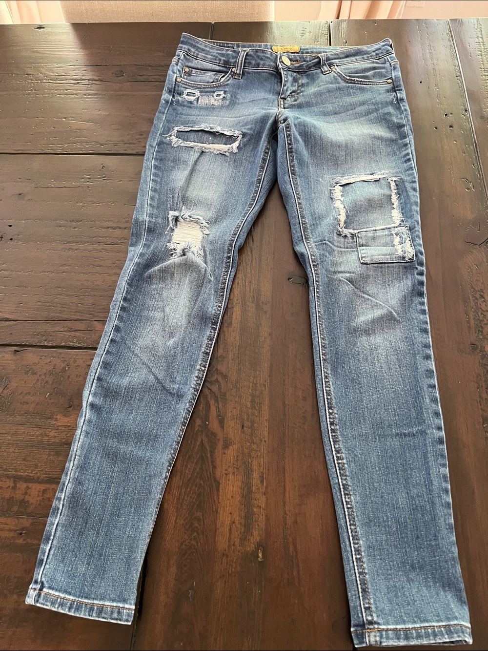 STS Blue Women's Skinny Distressed Patch Jeans - Mid Blue
